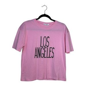 NWT Zara Pink Los Angeles Cropped Oversize T-Shirt Women’s Small  [169]